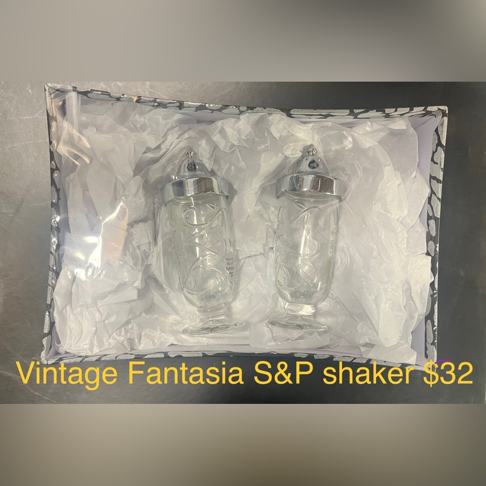 Vintage crystal salt and pepper